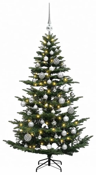 Umjetno božićno drvce s kuglicom 120 cm 150 LED lampica - Zelena 120 cm s LED-ima i srebrnim lopticama