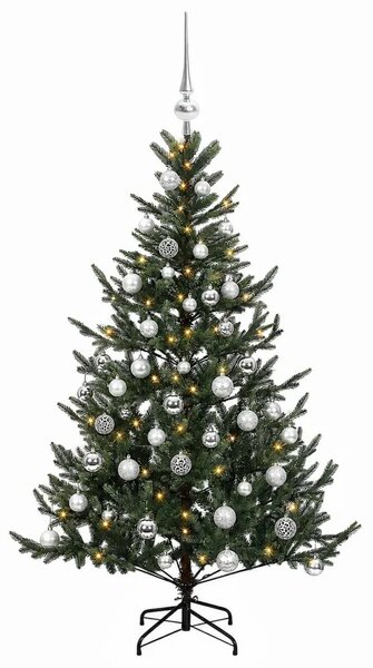 Umjetno božićno drvce s kuglicom 120 cm 150 LED lampica - Zelena 120 cm s LED-ima i srebrnim lopticama