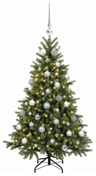 Umjetno božićno drvce s kuglicom 150 cm 150 LED lampica - 150 cm s LED-ima i srebrnim lopticama