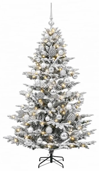 Umjetno božićno drvce s kuglicom 150 cm 150 LED lampica - Zelena i bijela 150 cm s LED-ima i srebrnim lopticama