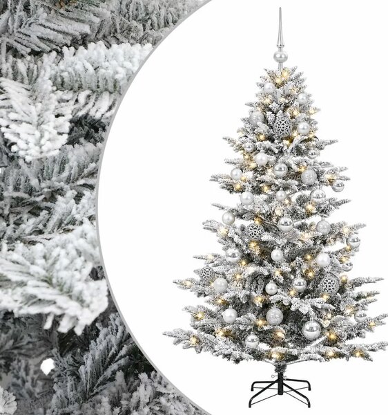 Umjetno božićno drvce s kuglicom 150 cm 150 LED lampica - Zelena i bijela 150 cm s LED-ima i srebrnim lopticama