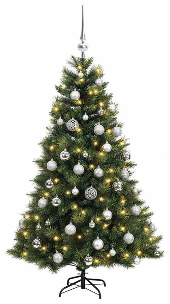 Umjetno božićno drvce s kuglicom 120 cm 150 LED lampica - Zelena 120 cm s LED-ima i srebrnim lopticama