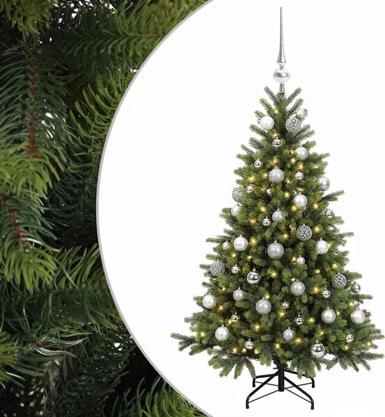 Umjetno božićno drvce s kuglicom 150 cm 150 LED lampica - 150 cm s LED-ima i srebrnim lopticama