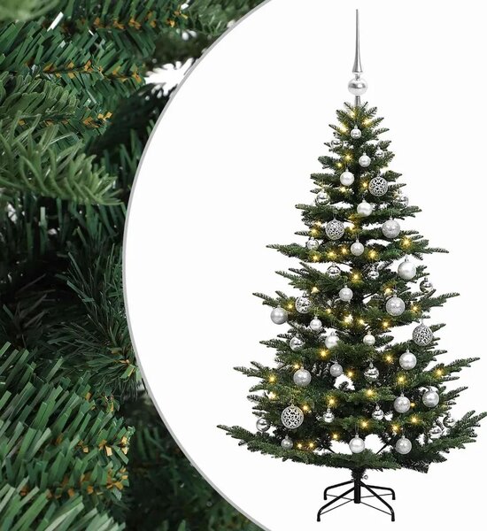 Umjetno božićno drvce s kuglicom 120 cm 150 LED lampica - Zelena 120 cm s LED-ima i srebrnim lopticama