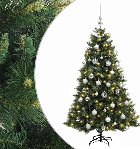 Umjetno božićno drvce s kuglicom 120 cm 150 LED lampica - Zelena 120 cm s LED-ima i srebrnim lopticama
