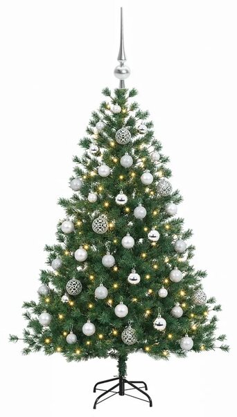 Umjetno božićno drvce s kuglicom 150 cm 150 LED lampica - 150 cm s LED-ima i srebrnim lopticama