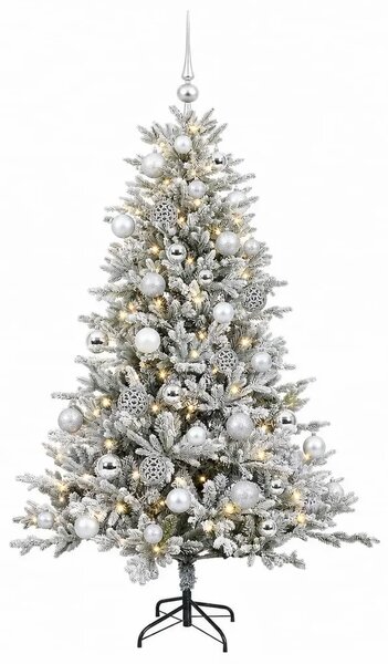 Umjetno božićno drvce s kuglicom 120 cm 150 LED lampica - Zelena i bijela 120 cm s LED-ima i srebrnim lopticama