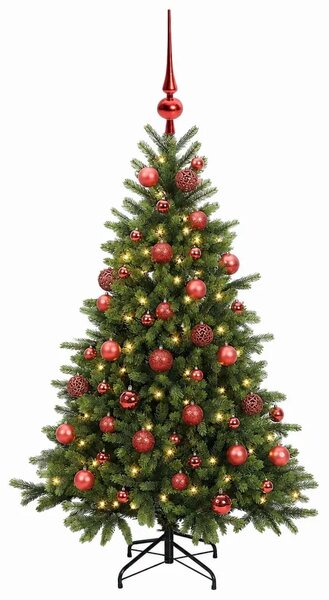 Umjetno božićno drvce s kuglicom 150 cm 150 LED lampica - 150 cm s LED-ima i crvenim lopticama