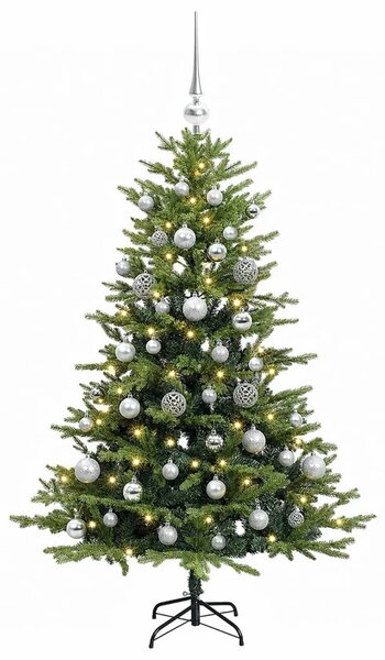 Umjetno božićno drvce s kuglicom 120 cm 150 LED lampica - Zelena 120 cm s LED-ima i srebrnim lopticama