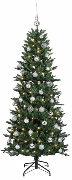Umjetno božićno drvce s kuglicom 120 cm 150 LED lampica - Zelena 120 cm s LED-ima i srebrnim lopticama