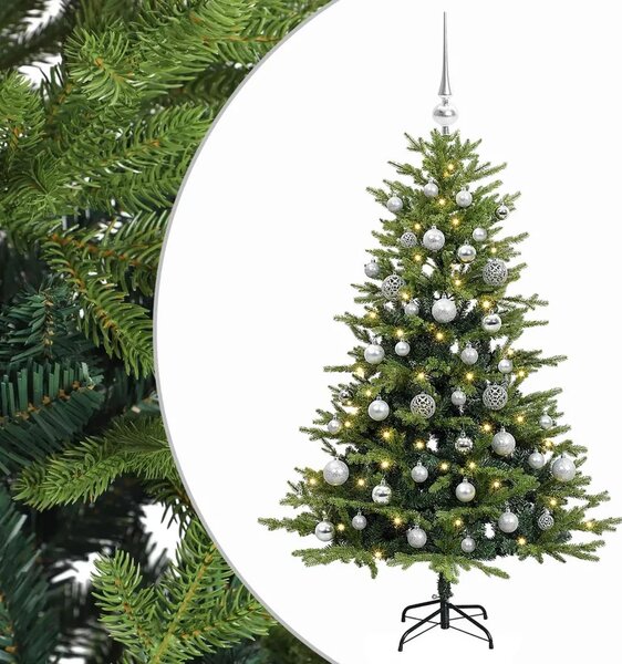 Umjetno božićno drvce s kuglicom 120 cm 150 LED lampica - Zelena 120 cm s LED-ima i srebrnim lopticama
