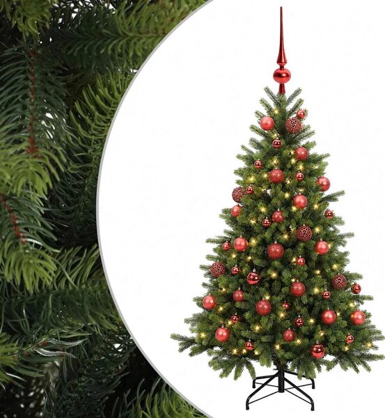 Umjetno božićno drvce s kuglicom 150 cm 150 LED lampica - 150 cm s LED-ima i crvenim lopticama