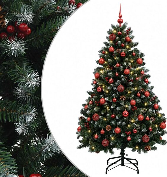 Umjetno božićno drvce zeleno s kuglicom 150 cm 150 LED lampica - Zeleno sa zamrznutim vrhovima Ø 80 x 150 cm sa 150 LED žaruljic
