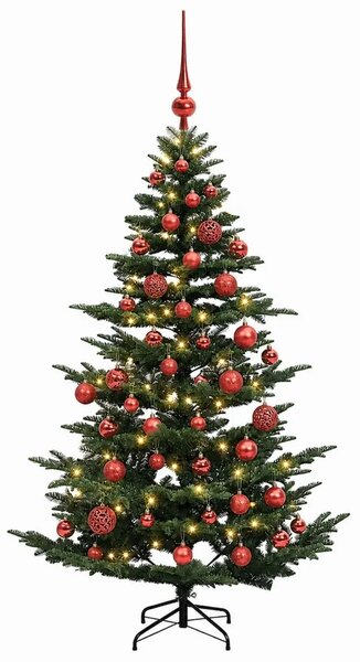 Umjetno božićno drvce s kuglicom 120 cm 150 LED lampica - Zelena 120 cm s LED-ima i crvenim lopticama