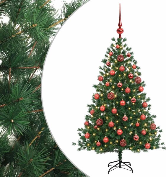 Umjetno božićno drvce s kuglicom 150 cm 150 LED lampica - 150 cm s LED-ima i crvenim lopticama