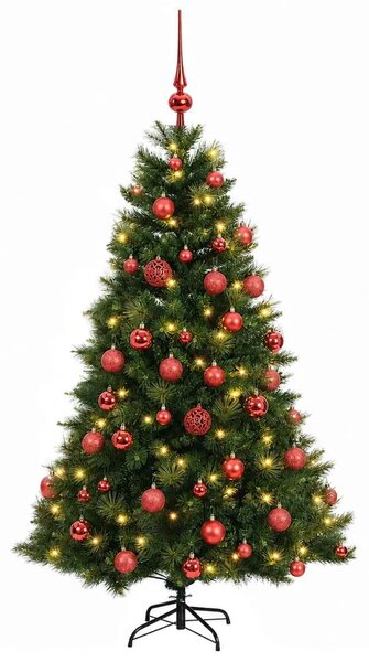 Umjetno božićno drvce s kuglicom 120 cm 150 LED lampica - Zelena 120 cm s LED-ima i crvenim lopticama