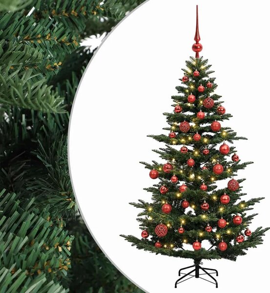 Umjetno božićno drvce s kuglicom 120 cm 150 LED lampica - Zelena 120 cm s LED-ima i crvenim lopticama