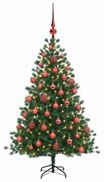 Umjetno božićno drvce s kuglicom 150 cm 150 LED lampica - 150 cm s LED-ima i crvenim lopticama