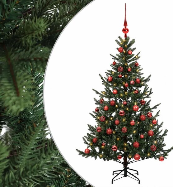 Umjetno božićno drvce s kuglicom 120 cm 150 LED lampica - Zelena 120 cm s LED-ima i crvenim lopticama