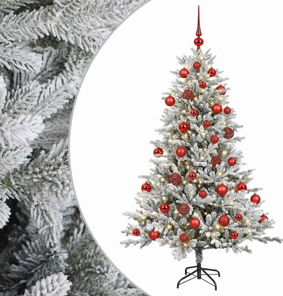 Umjetno božićno drvce s kuglicom 120 cm 150 LED lampica - Zelena i bijela 120 cm s LED-ima i crvenim lopticama