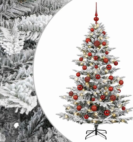 Umjetno božićno drvce s kuglicom 150 cm 150 LED lampica - Zelena i bijela 150 cm s LED-ima i crvenim lopticama