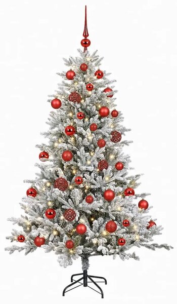 Umjetno božićno drvce s kuglicom 120 cm 150 LED lampica - Zelena i bijela 120 cm s LED-ima i crvenim lopticama