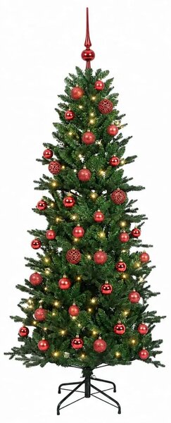 Umjetno božićno drvce s kuglicom 120 cm 150 LED lampica - Zelena 120 cm s LED-ima i crvenim lopticama