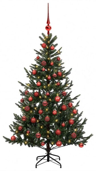 Umjetno božićno drvce s kuglicom 120 cm 150 LED lampica - Zelena 120 cm s LED-ima i crvenim lopticama