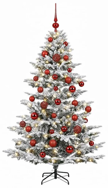 Umjetno božićno drvce s kuglicom 150 cm 150 LED lampica - Zelena i bijela 150 cm s LED-ima i crvenim lopticama