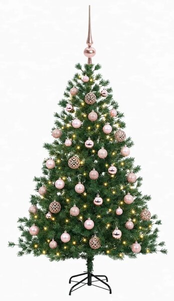 Umjetno božićno drvce s kuglicom 150 cm 150 LED lampica - 150 cm s LED-ima i ružičastim lopticama