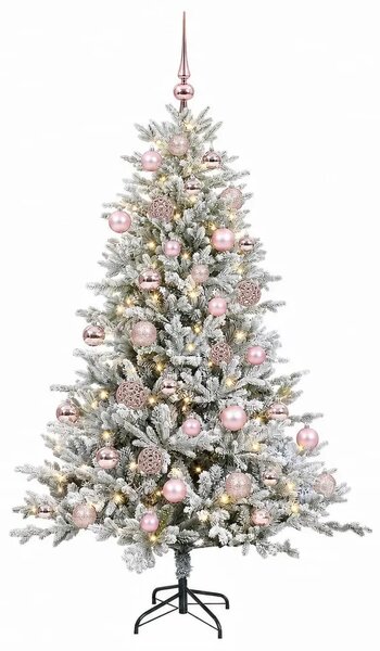Umjetno božićno drvce s kuglicom 120 cm 150 LED lampica - Zelena i bijela 120 cm s LED-ima i ružičastim lopticama