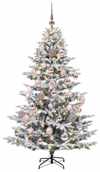 Umjetno božićno drvce s kuglicom 150 cm 150 LED lampica - Zelena i bijela 150 cm s LED-ima i ružičastim lopticama