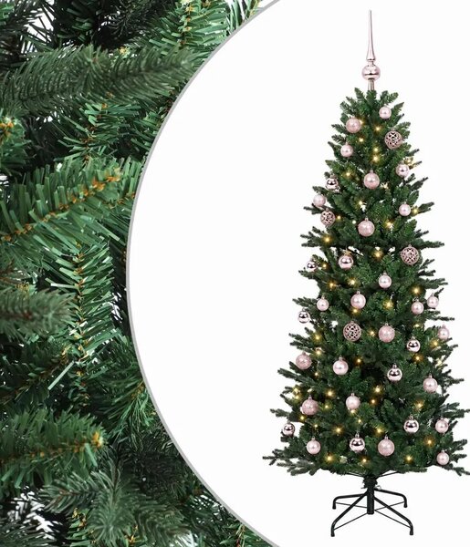 Umjetno božićno drvce s kuglicom 120 cm 150 LED lampica - Zelena 120 cm s LED-ima i ružičastim lopticama