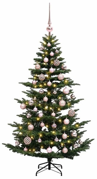 Umjetno božićno drvce s kuglicom 120 cm 150 LED lampica - Zelena 120 cm s LED-ima i ružičastim lopticama
