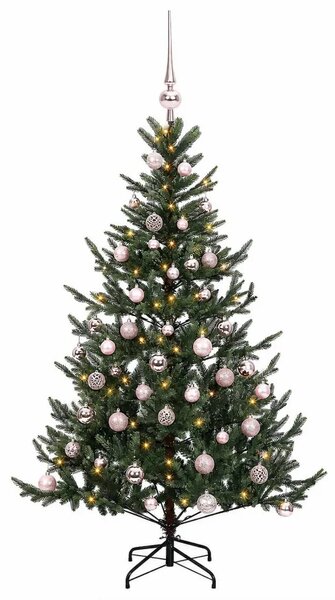 Umjetno božićno drvce s kuglicom 120 cm 150 LED lampica - Zelena 120 cm s LED-ima i ružičastim lopticama