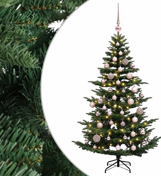 Umjetno božićno drvce s kuglicom 120 cm 150 LED lampica - Zelena 120 cm s LED-ima i ružičastim lopticama