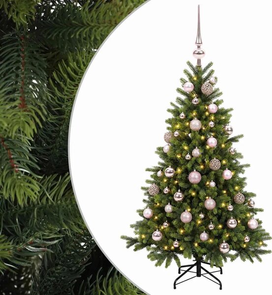 Umjetno božićno drvce s kuglicom 150 cm 150 LED lampica - 150 cm s LED-ima i ružičastim lopticama