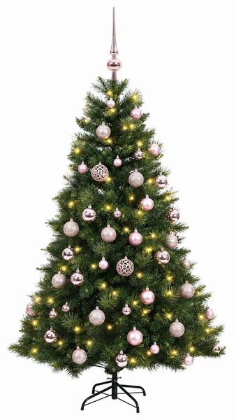 Umjetno božićno drvce s kuglicom 150 cm 150 LED lampica - Zelena 150 cm s LED-ima i ružičastim lopticama