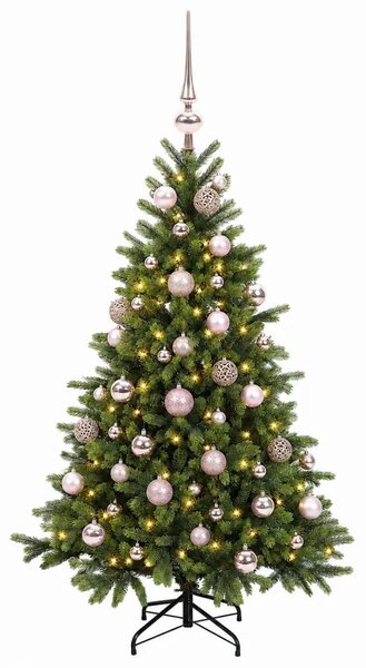 Umjetno božićno drvce s kuglicom 150 cm 150 LED lampica - 150 cm s LED-ima i ružičastim lopticama