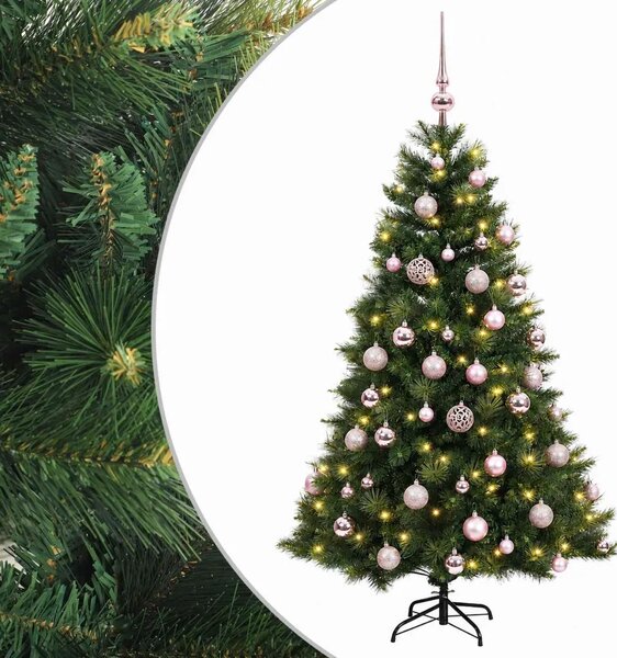 Umjetno božićno drvce s kuglicom 150 cm 150 LED lampica - Zelena 150 cm s LED-ima i ružičastim lopticama