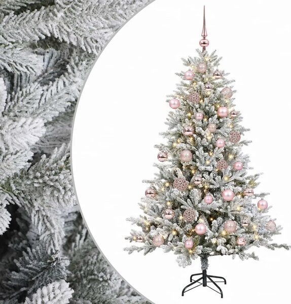 Umjetno božićno drvce s kuglicom 120 cm 150 LED lampica - Zelena i bijela 120 cm s LED-ima i ružičastim lopticama