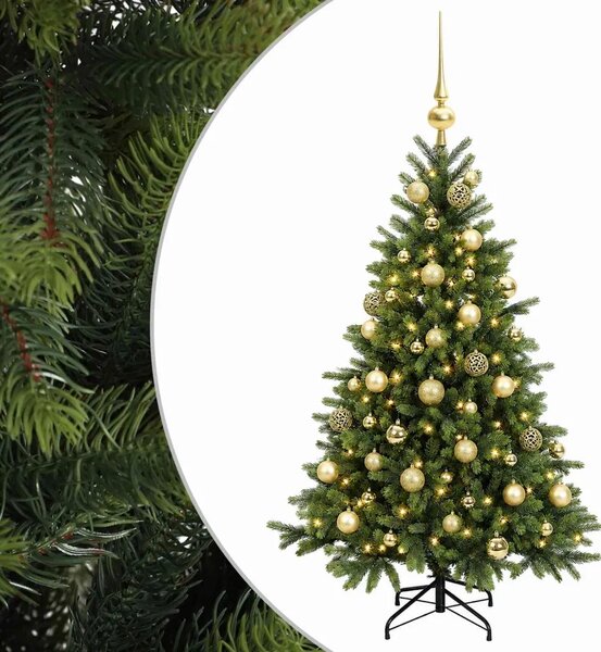 Umjetno božićno drvce s kuglicom 150 cm 150 LED lampica - 150 cm s LED žaruljama i zlatnim kuglicama