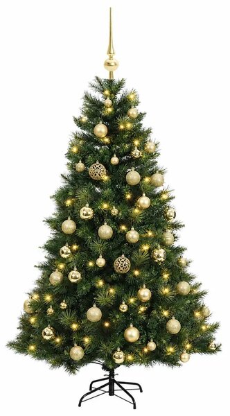 Umjetno božićno drvce s kuglicom 120 cm 150 LED lampica - Zelena 120 cm s LED žaruljama i zlatnim kuglicama