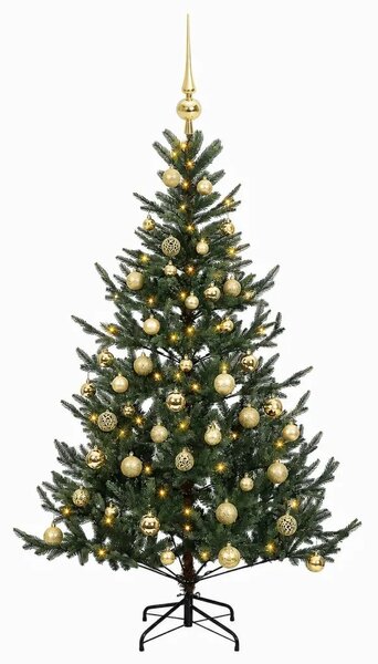 Umjetno božićno drvce s kuglicom 120 cm 150 LED lampica - Zelena 120 cm s LED žaruljama i zlatnim kuglicama
