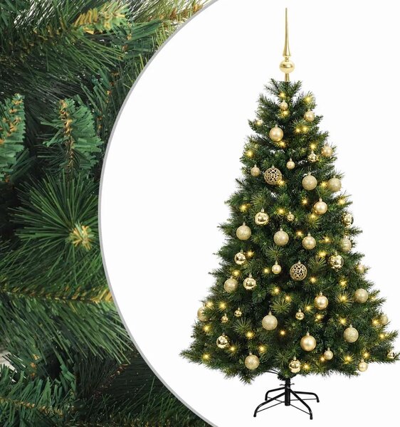 Umjetno božićno drvce s kuglicom 120 cm 150 LED lampica - Zelena 120 cm s LED žaruljama i zlatnim kuglicama