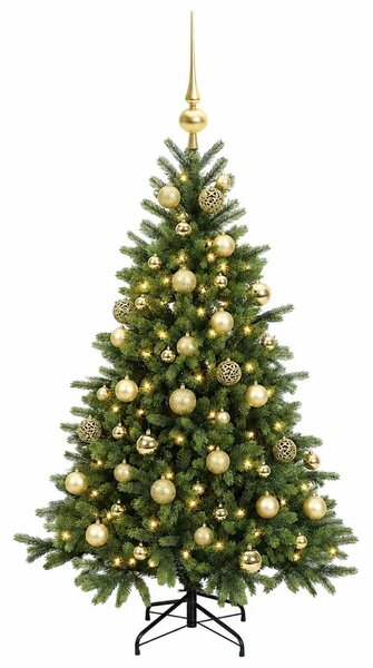 Umjetno božićno drvce s kuglicom 150 cm 150 LED lampica - 150 cm s LED žaruljama i zlatnim kuglicama