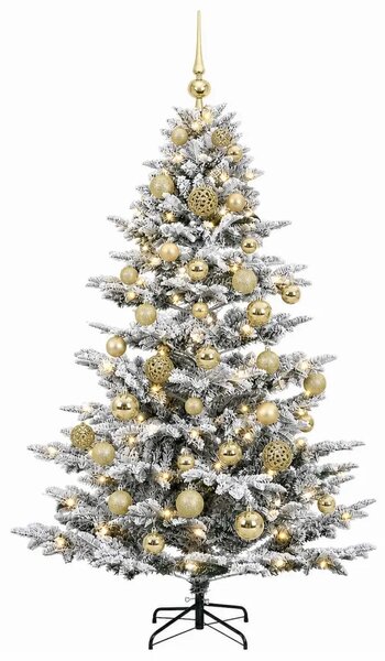 Umjetno božićno drvce s kuglicom 150 cm 150 LED lampica - Zelena i bijela 150 cm s LED žaruljama i zlatnim kuglicama
