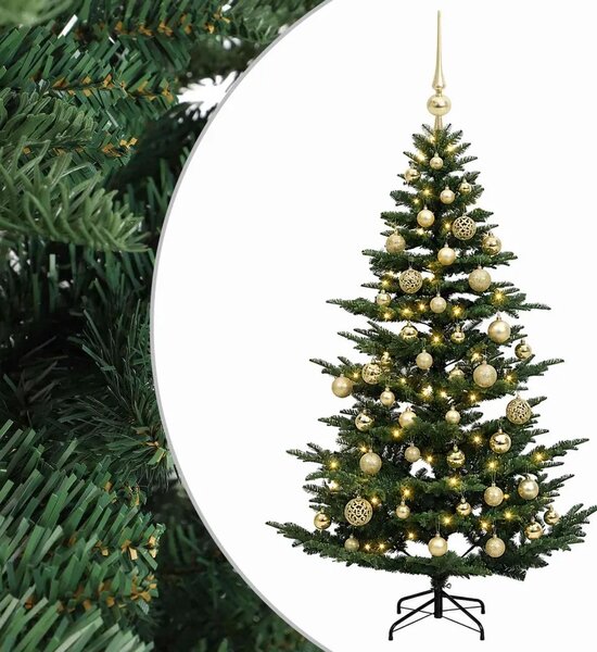 Umjetno božićno drvce s kuglicom 120 cm 150 LED lampica - Zelena 120 cm s LED žaruljama i zlatnim kuglicama