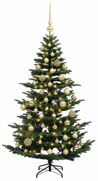 Umjetno božićno drvce s kuglicom 120 cm 150 LED lampica - Zelena 120 cm s LED žaruljama i zlatnim kuglicama