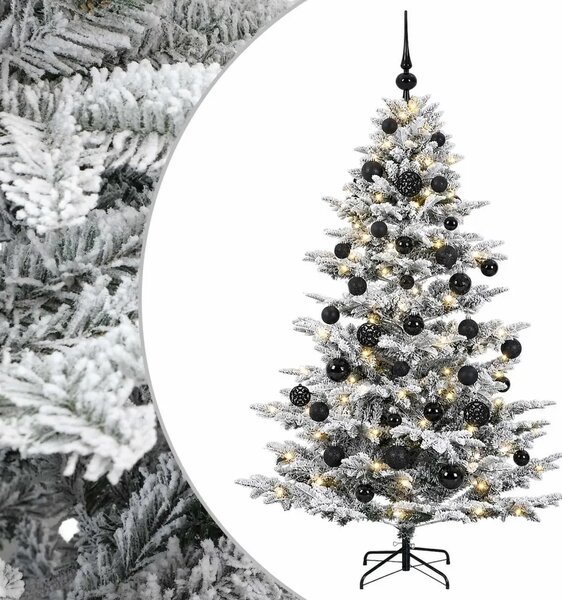 Umjetno božićno drvce s kuglicom 150 cm 150 LED lampica - Zelena i bijela 150 cm s LED-ima i crnim lopticama